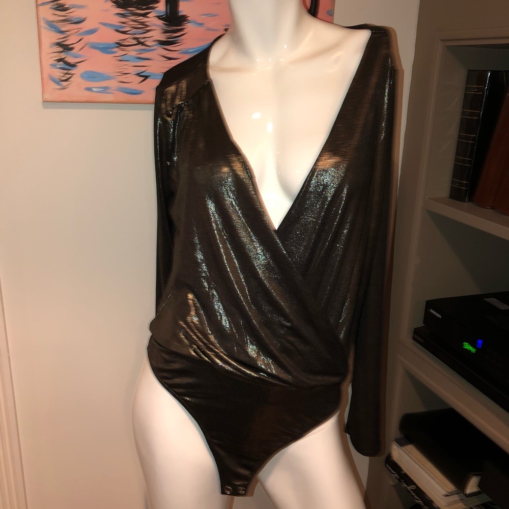Silver long sleeve express bodysuit